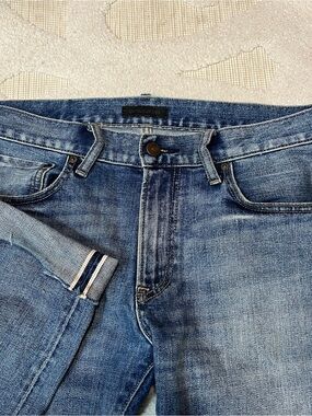 Uniqlo Selvedge Jeans Men 34x29 Slim Straight Kaihara Denim Japanese Raw Hem